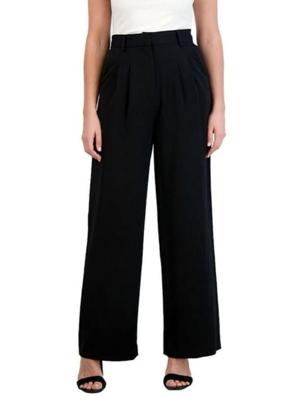 French Connection Black Wide-Leg High-Waist Trousers